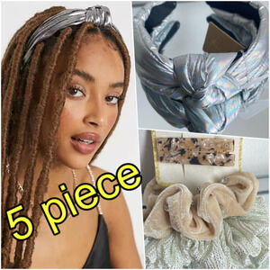 Nordstrom Silver Knotted Headband Velvet Scrunchie